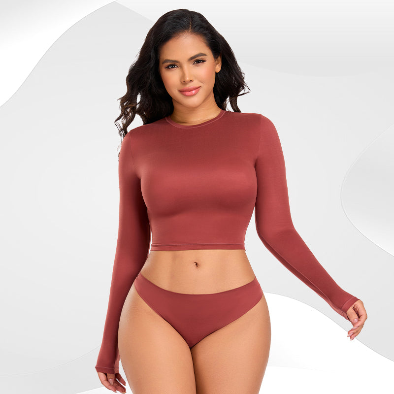 Long-sleeved Round Neck T-shirt Women's Slim-fit Stylish Top Suitable for Both Inner and Outer Wear