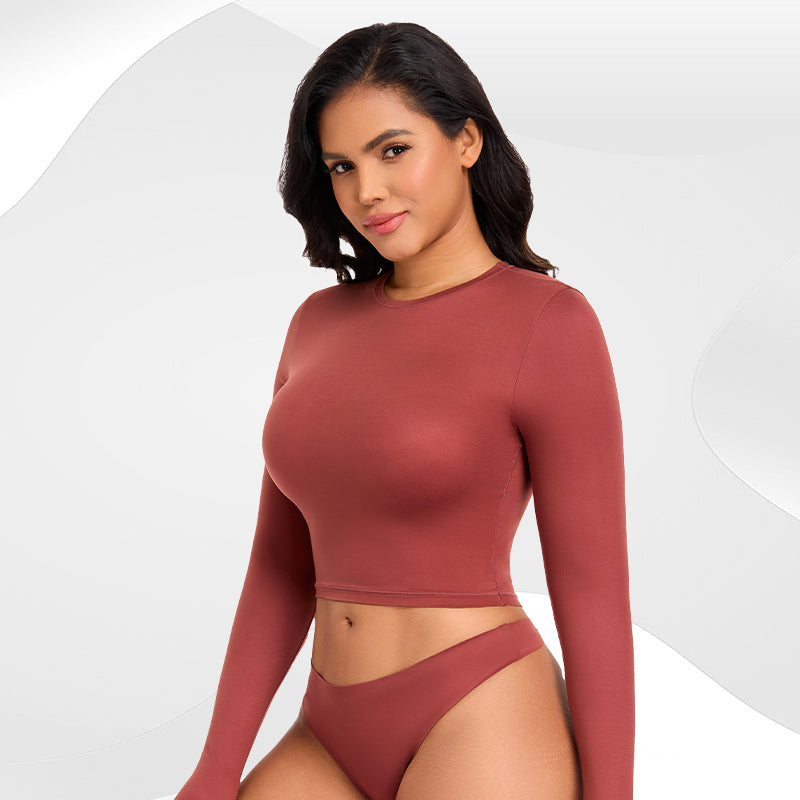 Long-sleeved Round Neck T-shirt Women's Slim-fit Stylish Top Suitable for Both Inner and Outer Wear