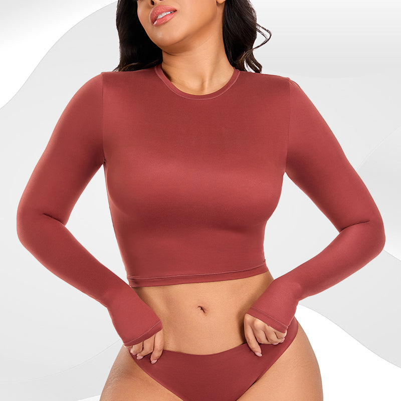 Long-sleeved Round Neck T-shirt Women's Slim-fit Stylish Top Suitable for Both Inner and Outer Wear