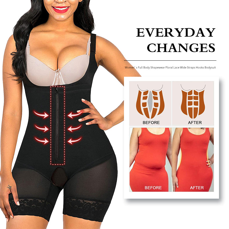 One-Piece Bodysuit with Zipper and Buttons Waist Cincher Butt Padding Sexy Body Shaper with Abdominal Compression and Butt Lift Shapewear