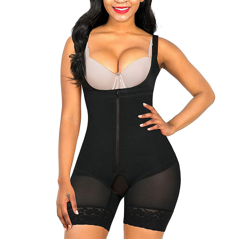 One-Piece Bodysuit with Zipper and Buttons Waist Cincher Butt Padding Sexy Body Shaper with Abdominal Compression and Butt Lift Shapewear