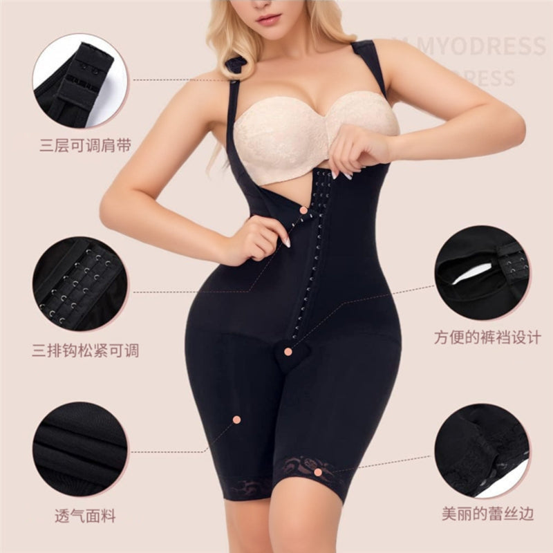 Plus-Size Postpartum Bodysuit High-Waist Compression Firming & Support Shapewear