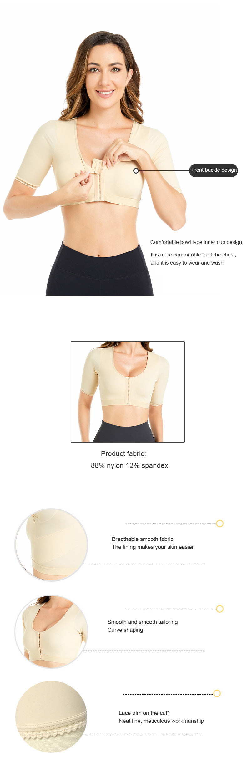 Tropica Love Shaper Top for Women Arm Compression Post Surgery Front Closure Bra Tank Top