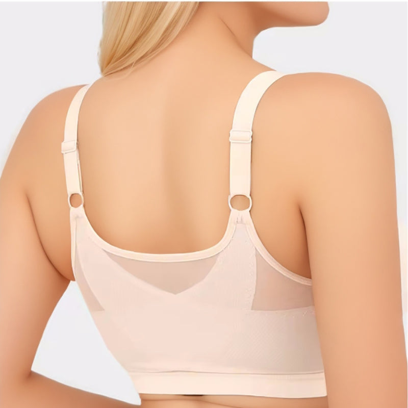Women's Lightweight Cup Front Closure Shaping Bra Wireless Elastic Push-Up Adjustable Racerback Surgery Bras