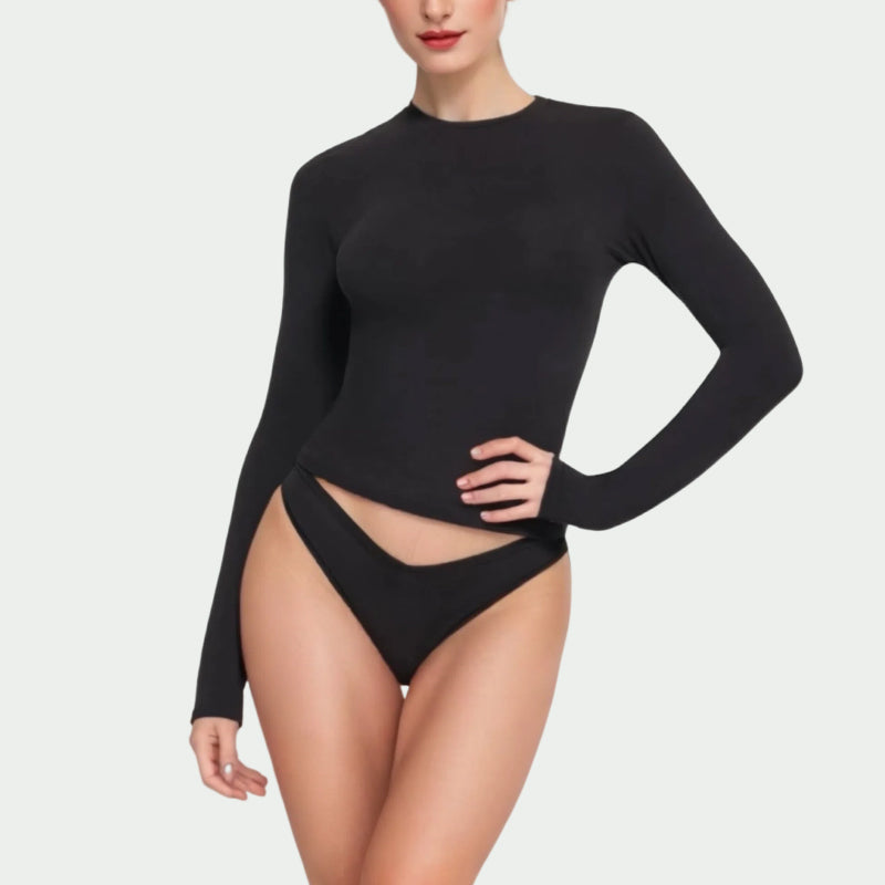 Long-sleeved Round Neck T-shirt Women's Slim-fit Stylish Top Suitable for Both Inner and Outer Wear