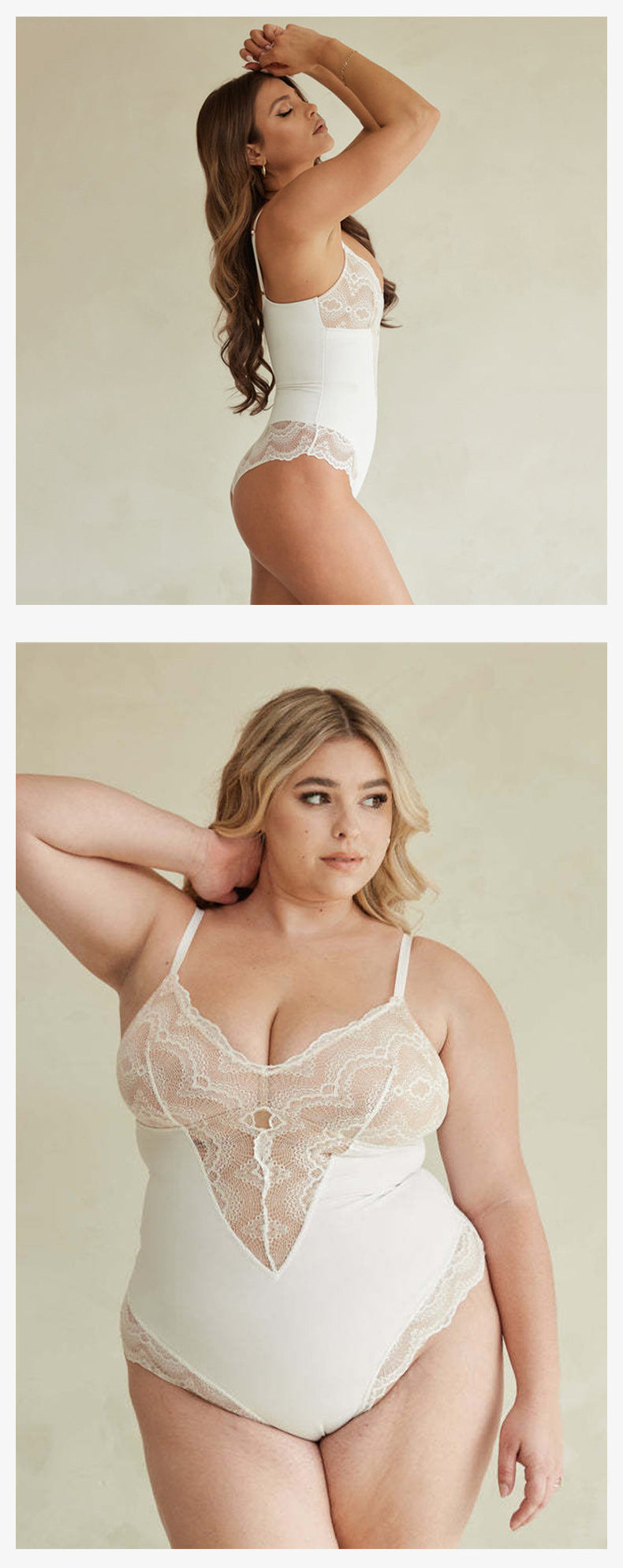 Lace Bodysuit V-Neck Shapewear with Adjustable Straps & Waist-Slimming Design Lingerie Outfit