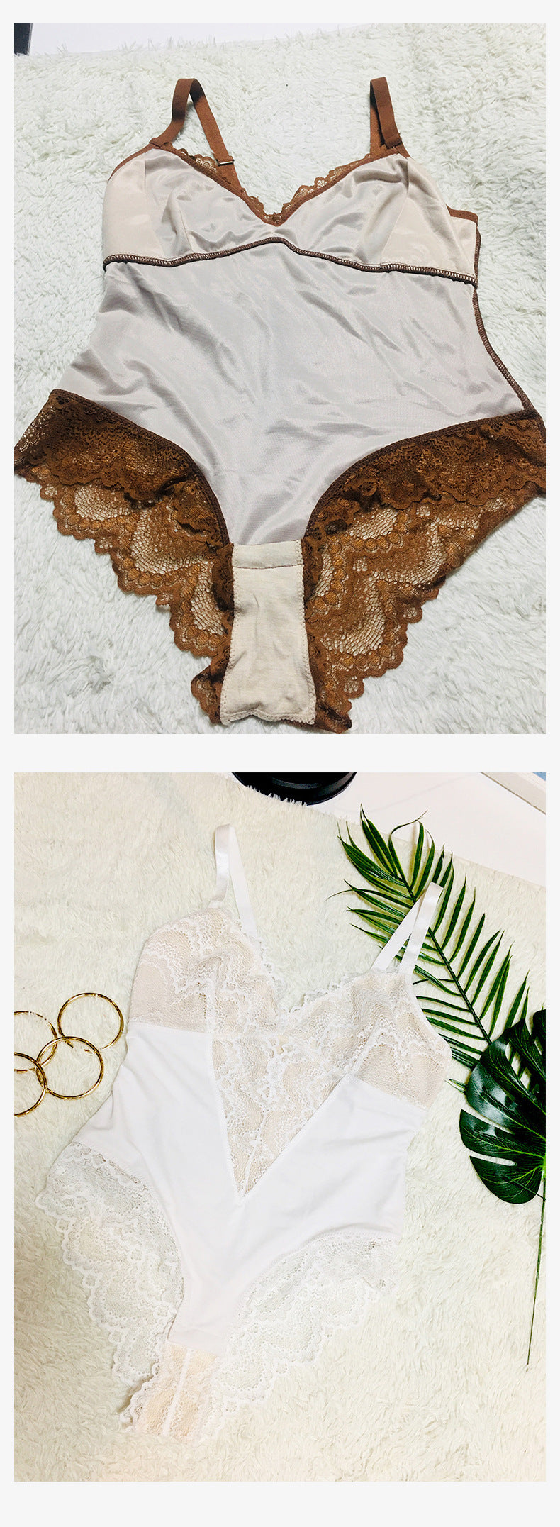 Lace Bodysuit V-Neck Shapewear with Adjustable Straps & Waist-Slimming Design Lingerie Outfit