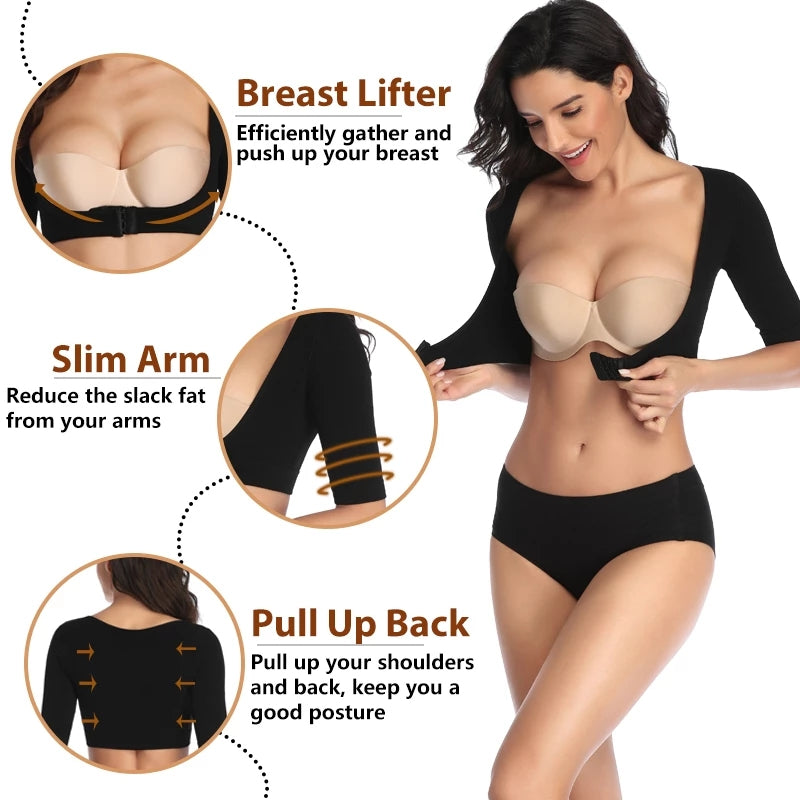 Slimming Seamless Bra Top Lightweight Push-Up Shapewear with Back Smoothing & Side Contro Upper Arm Shaper