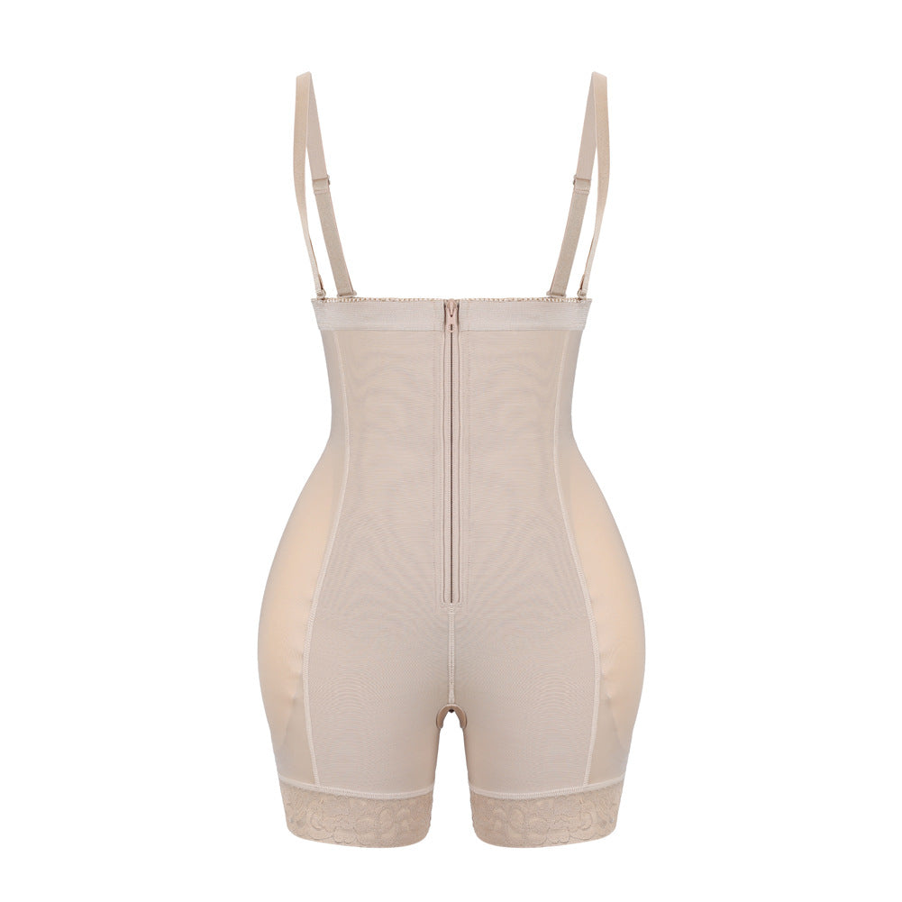 One-Piece Bodysuit with Zipper and Buttons Waist Cincher Butt Padding Sexy Body Shaper with Abdominal Compression and Butt Lift Shapewear