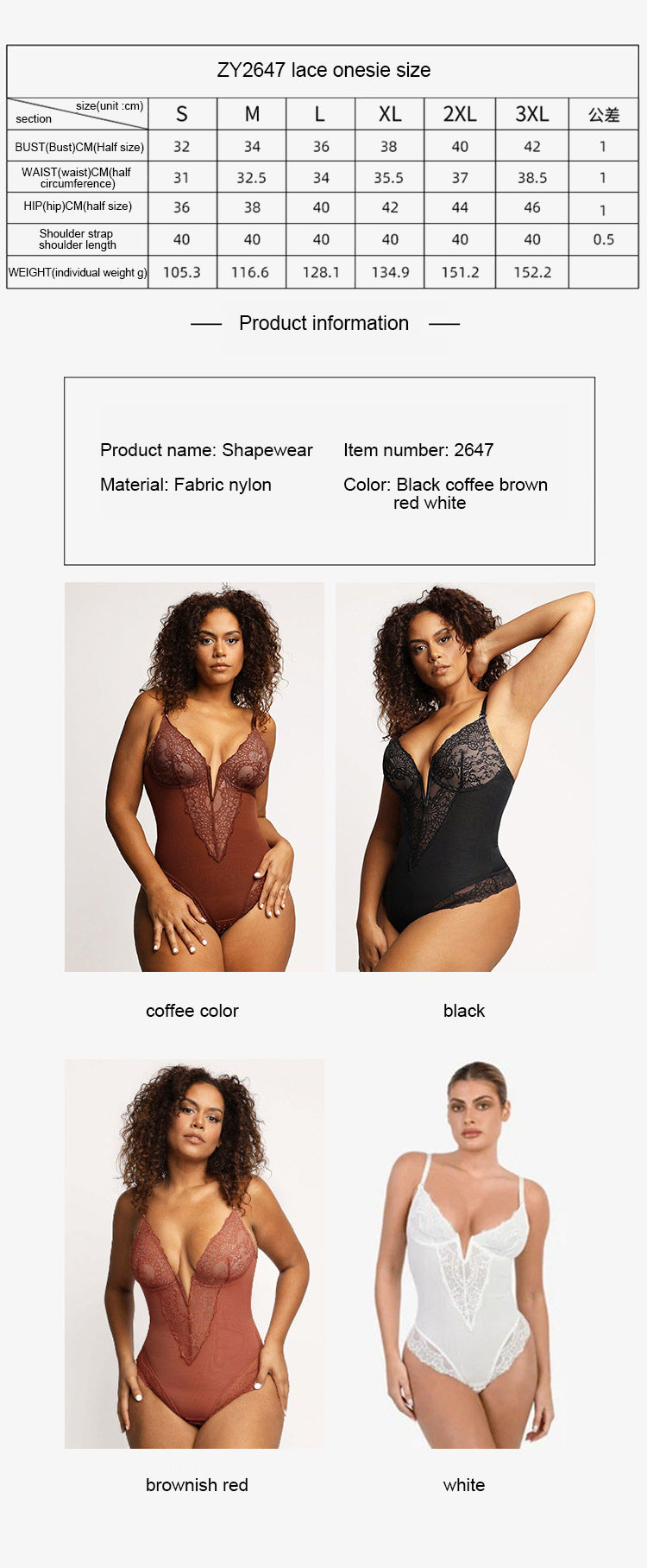 Curve Shaping Deep V Lace Bodysuit - Soft and Breathable