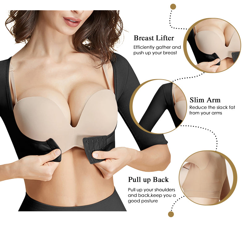 Slimming Seamless Bra Top Lightweight Push-Up Shapewear with Back Smoothing & Side Contro Upper Arm Shaper